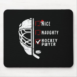 Nice Naughty Hockey Player List Christmas Santa Cl Mouse Mat