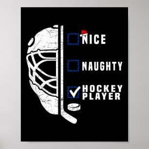 Nice Naughty Hockey Player List Christmas Santa Cl Poster