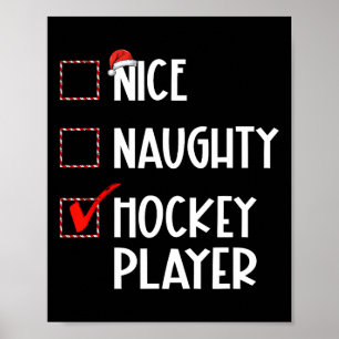 Nice Naughty Hockey Player List Christmas Santa Cl Poster
