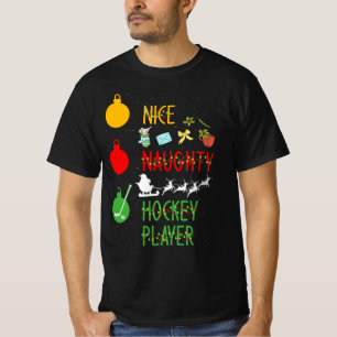 Nice Naughty Hockey Player List Christmas Santa Te T-Shirt