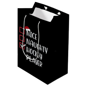 Nice Naughty Hockey Player Sports Lover Santa  Medium Gift Bag