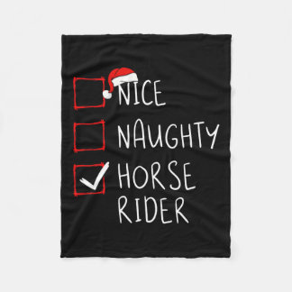 Nice Naughty Horse Rider List Christmas Santa Clau Fleece Blanket