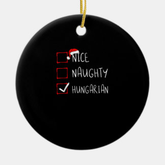 Nice Naughty Hungarian Christmas Heritage Ceramic Tree Decoration