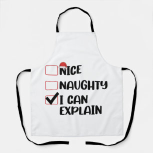 Nice Naughty I Can Explain Christmas List Santa  Apron