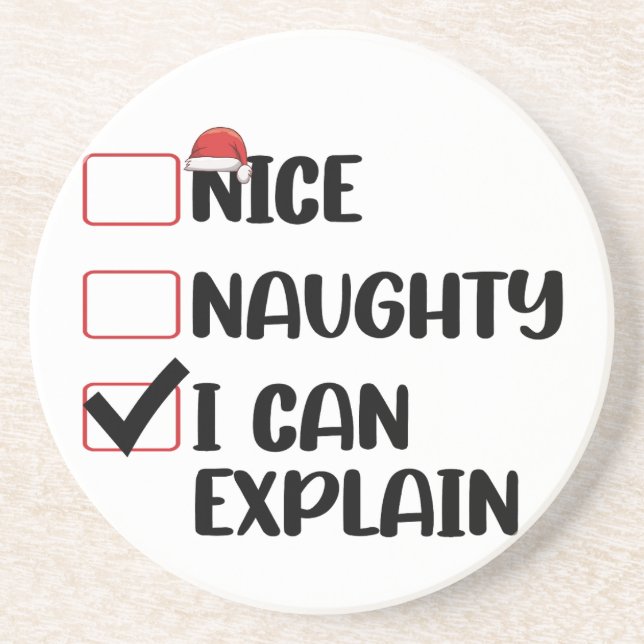 Nice Naughty I Can Explain Christmas List Santa  Coaster (Front)