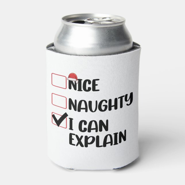 Nice Naughty I Can Explain Christmas List Santa  Cooler (Can Front)