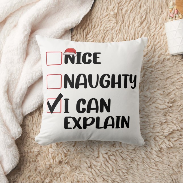 Nice Naughty I Can Explain Christmas List Santa  Cushion (Blanket)