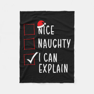 Nice Naughty I Can Explain Christmas List Xmas San Fleece Blanket