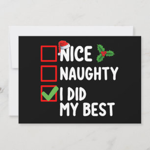 Nice Naughty I Did My Best Christmas List Family Invitation