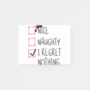 Nice Naughty I Regret Nothing Christmas List Santa Post-it Notes