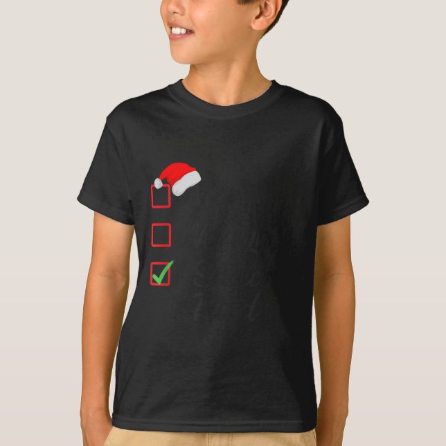 Nice Naughty I Swear I Tried Christmas List Family T-Shirt (Front)