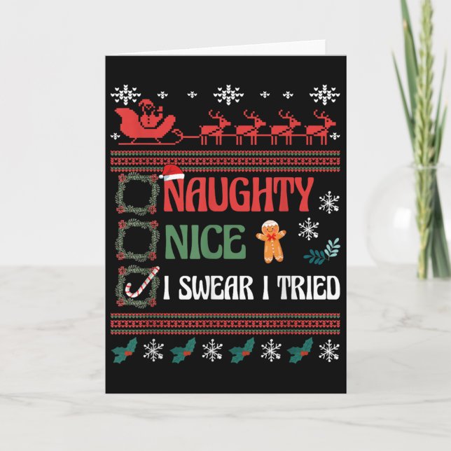 Nice Naughty I Swear I Tried Christmas List Matchi Card (Front)