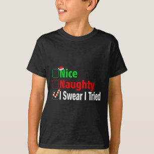 Nice Naughty I Swear I Tried Funny Christmas V-nec T-Shirt