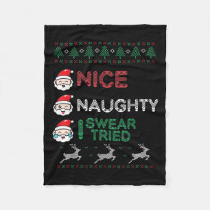 Nice Naughty I Swear I Tried List Xmas Lover Chris Fleece Blanket