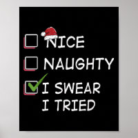 Nice Naughty I Swear I Tried Tee Christmas List Xm