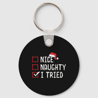 Nice Naughty I Tried Christmas List Key Ring