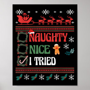 Nice Naughty I Tried Christmas List Matching Famil Poster
