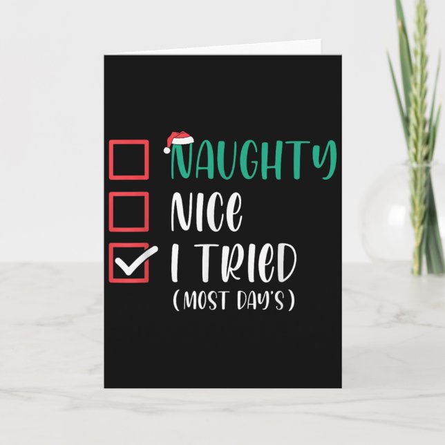 Nice Naughty I Tried Christmas List Santa Claus Fu Card (Front)