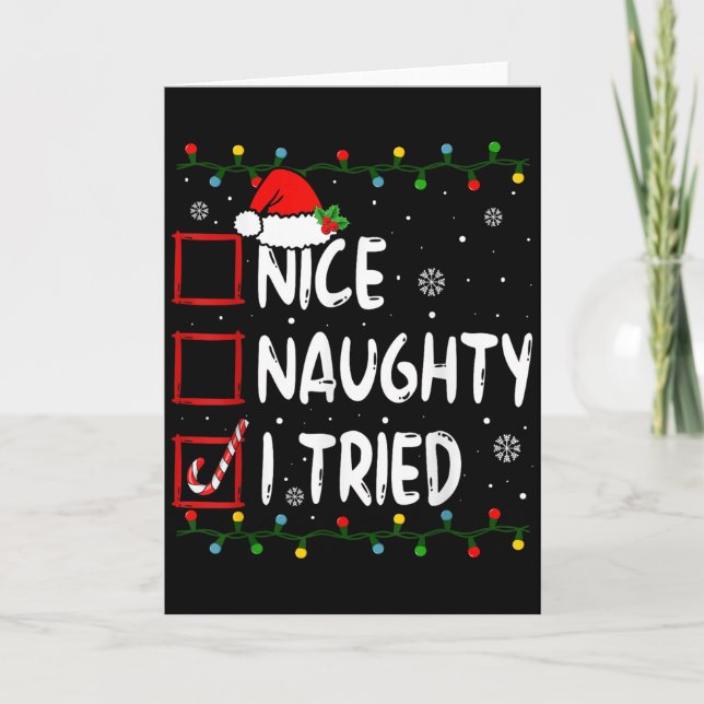 Nice Naughty I Tried Christmas List Santa Claus Fu Card (Front)