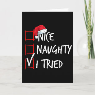 Nice Naughty I Tried Christmas List Santa Costume  Card