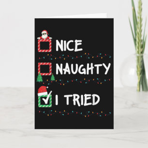 Nice Naughty I Tried Christmas List Xmas Lights Sa Card