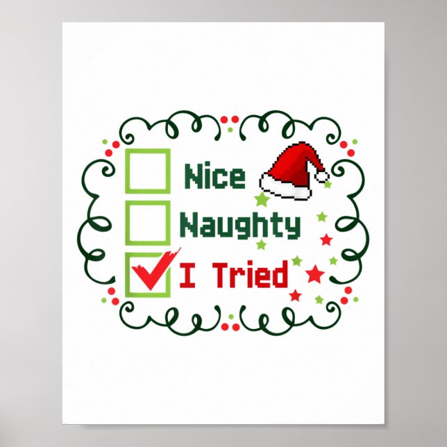 Nice Naughty I Tried Funny Christmas Family Matchi Poster (Front)