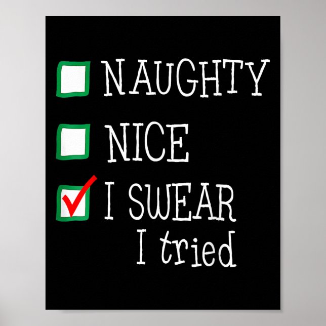 Nice Naughty I Tried Funny Christmas Family Pajama Poster (Front)