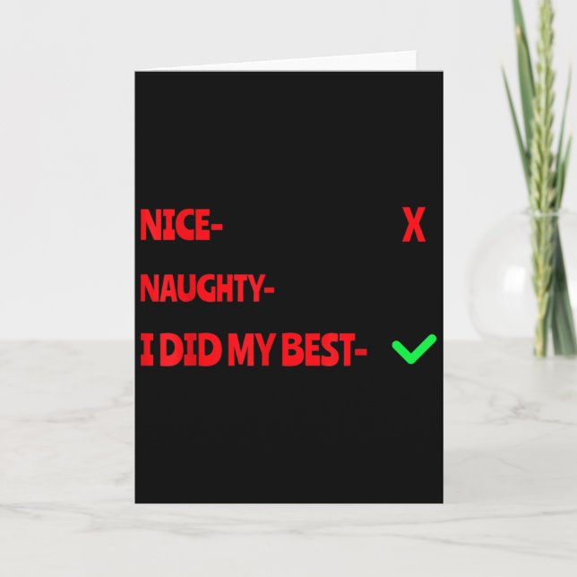 Nice Naughty I Tried Funny Christmas Matching  Card (Front)