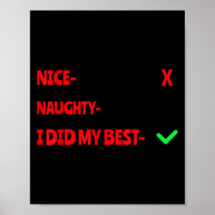 Nice Naughty I Tried Funny Christmas Matching  Poster