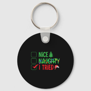 Nice Naughty I Tried Funny Christmas Xmas  Key Ring