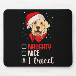 Nice Naughty I Tried Golden Retriever Christmas Pa Mouse Mat