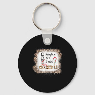 Nice Naughty I Tried Leopard Funny Christmas List  Key Ring