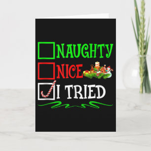 Nice Naughty I Tried Santa Christmas List Tank Top Card