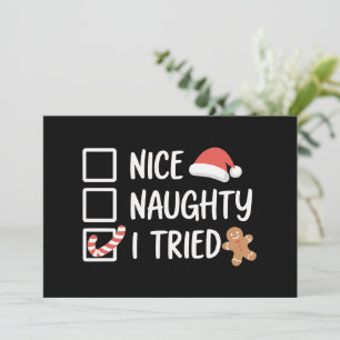 Nice Naughty I Tried Santa's Naughty List Funny Invitation