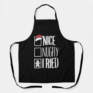 Nice Naughty I Tried Santa's Naughty List Xmas Apron