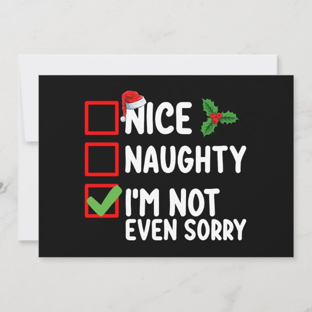 Nice Naughty I'm Not Even Sorry Christmas List Invitation (Front)