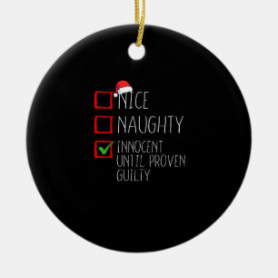 Nice Naughty Innocent Until Proven Ceramic Tree Decoration