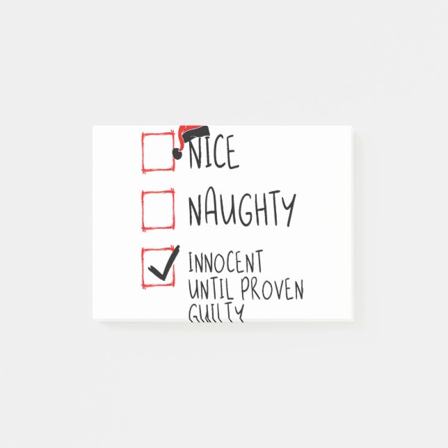 Nice Naughty Innocent Until Proven Guilty Christma Post-it Notes (Front)