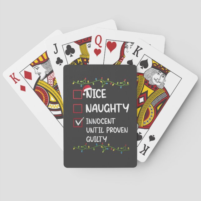 Nice Naughty Innocent Until Proven Guilty Xmas Playing Cards (Back)