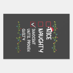 Nice Naughty Innocent Until Proven Guilty Xmas Wrapping Paper Sheet
