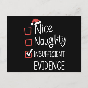 Nice Naughty Insufficient Evidence Christmas Santa Holiday Postcard