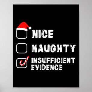 Nice Naughty Insufficient Evidence Christmas Santa Poster