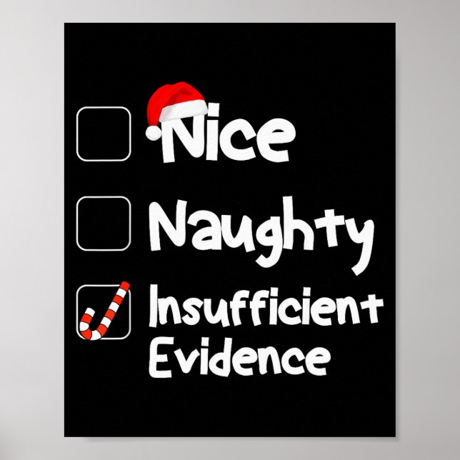 Nice Naughty Insufficient Evidence Christmas Santa Poster (Front)