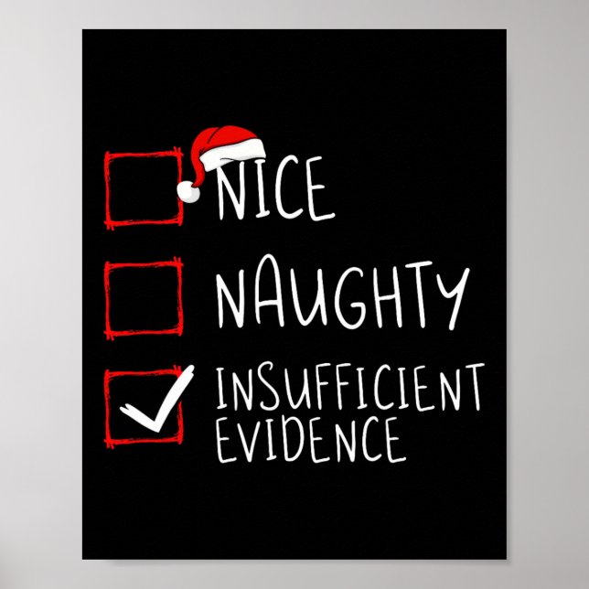 Nice Naughty Insufficient Evidence Christmas Santa Poster (Front)