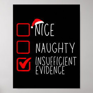 Nice Naughty Insufficient Evidence Christmas Santa Poster