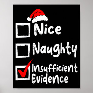 Nice Naughty Insufficient Evidence Funny Christmas Poster