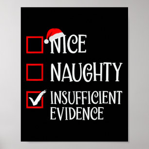 Nice Naughty Insufficient Evidence Funny Christmas Poster