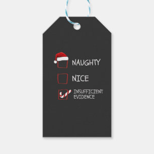 Nice Naughty Insufficient Evidence Santa Christmas Gift Tags