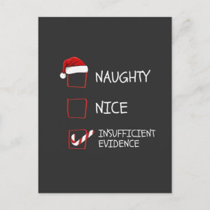 Nice Naughty Insufficient Evidence Santa Christmas Holiday Postcard