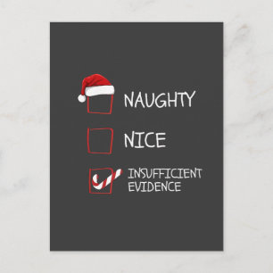 Nice Naughty Insufficient Evidence Santa Christmas Holiday Postcard